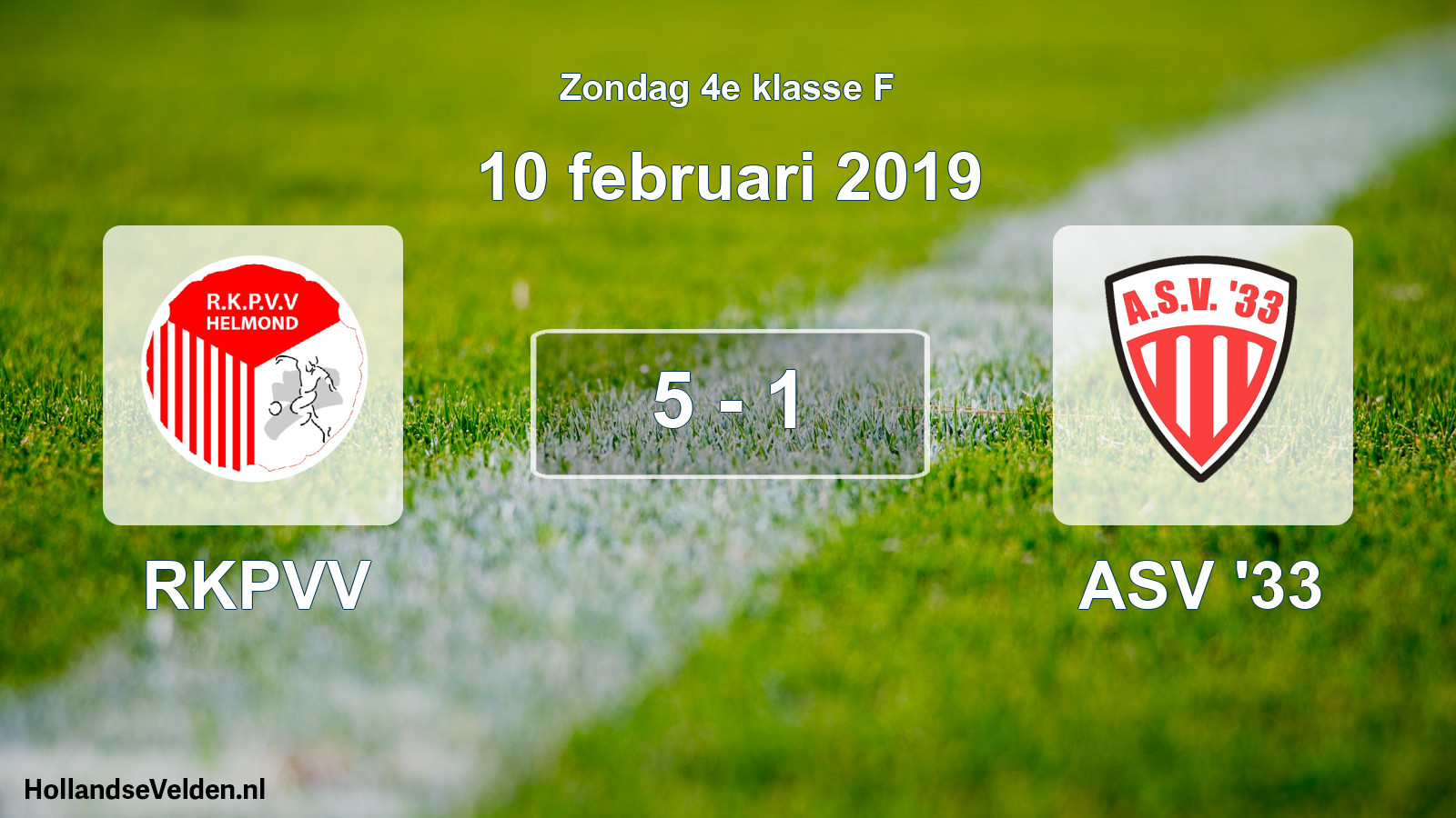 Total number of matches played: RKPVV - ASV '33 5 - 1 (10 February 2019)
