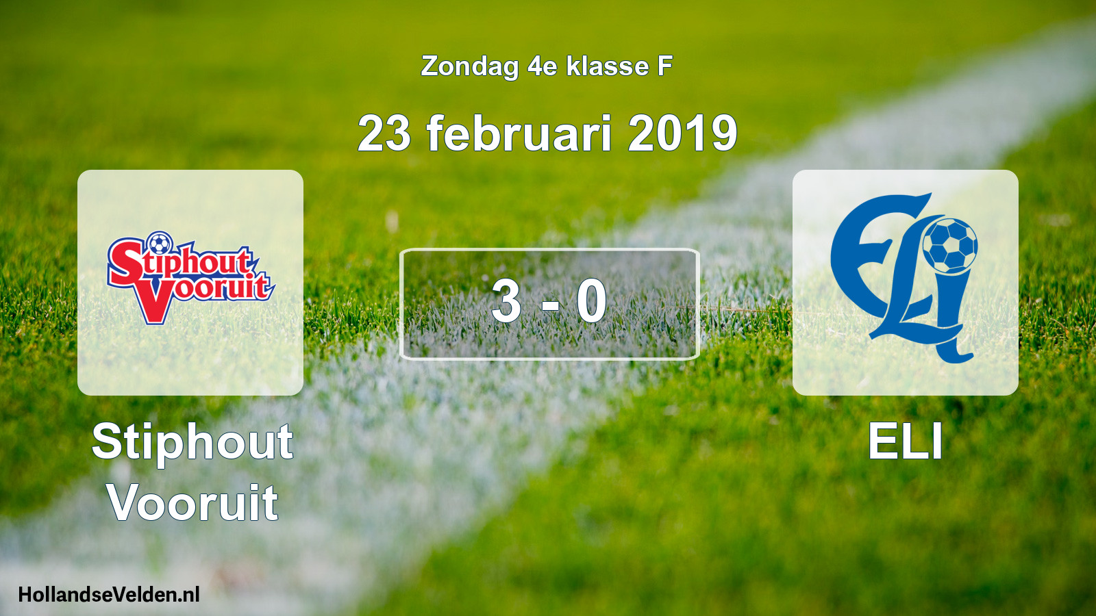 Total number of matches played: Stiphout Vooruit - ELI 3 - 0 (23 February 2019)