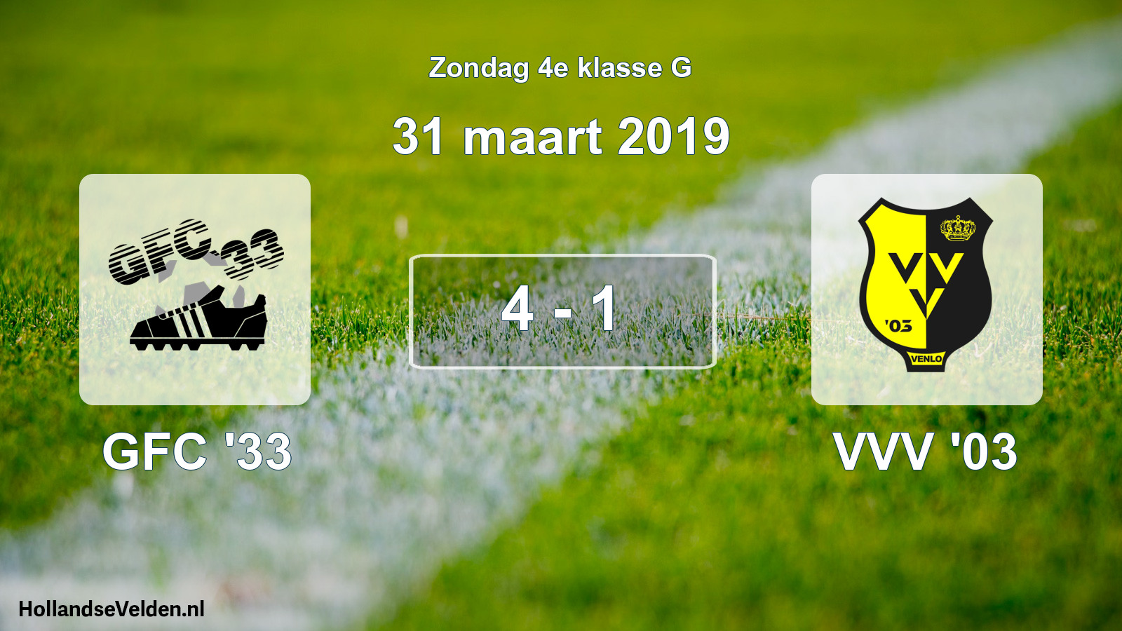 Total number of matches played: GFC '33 - VVV '03 4 - 1 (31 March 2019)