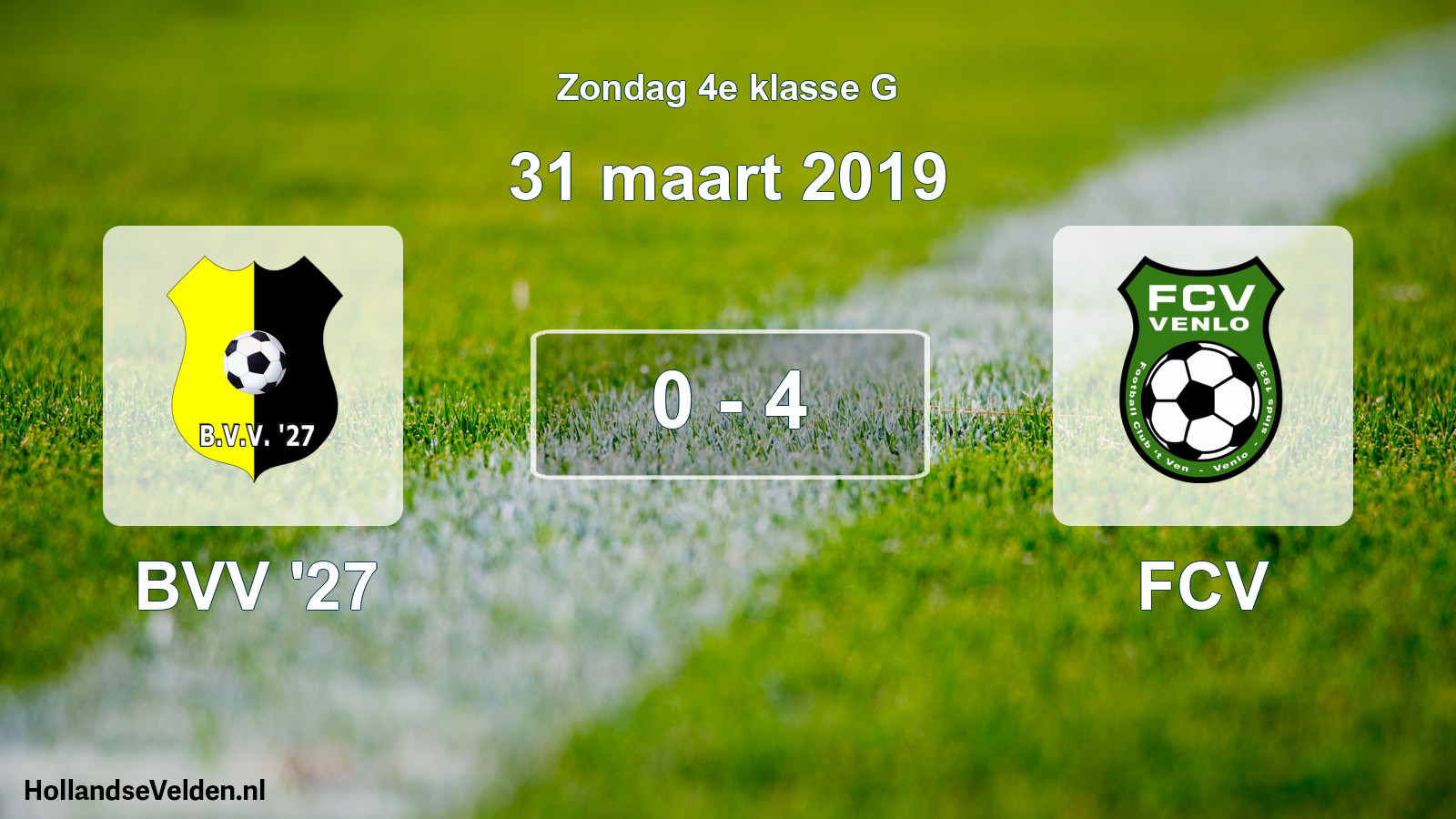 Total number of matches played: BVV '27 - FCV 0 - 4 (31 March 2019)