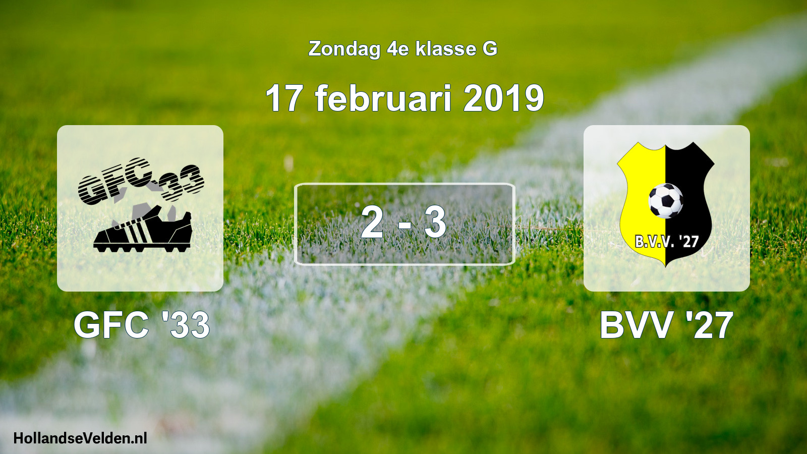 Total number of matches played: GFC '33 - BVV '27 2 - 3 (17 February 2019)