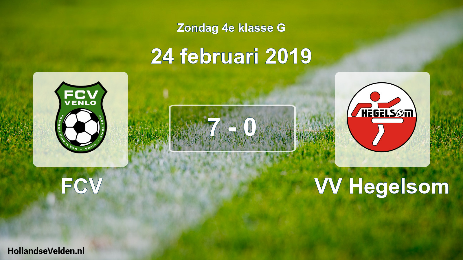 Total number of matches played: FCV - VV Hegelsom 7 - 0 (24 February 2019)