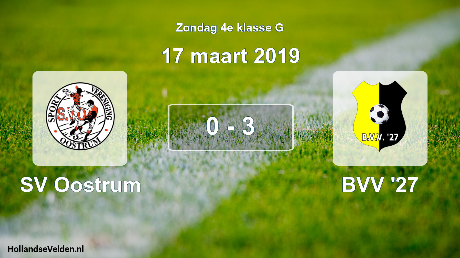 Total number of matches played: SV Oostrum - BVV '27 0 - 3 (17 March 2019)