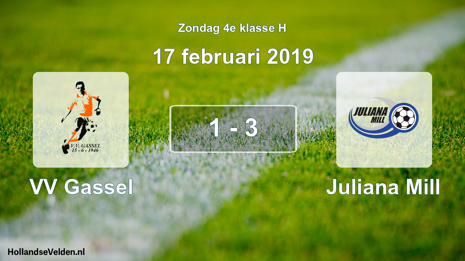 Total number of matches played: VV Gassel - Juliana Mill 1 - 3 (17 February 2019)