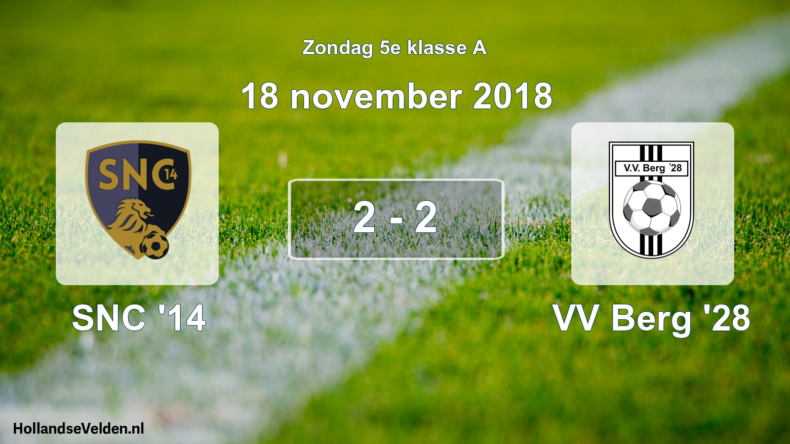 Total number of matches played: SNC '14 - VV Berg '28 2 - 2 (18 November 2018)