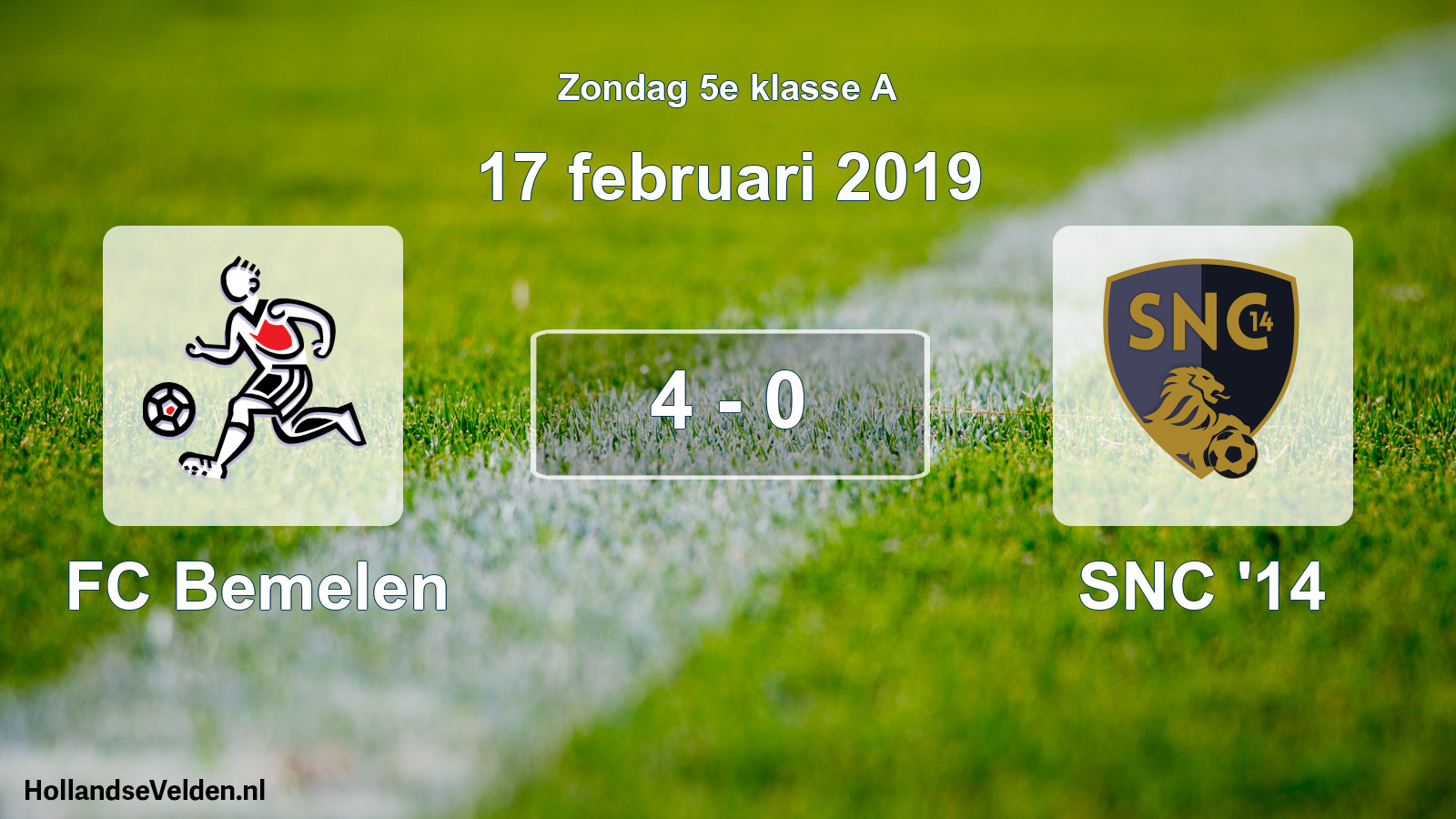 Total number of matches played: FC Bemelen - SNC '14 4 - 0 (17 February 2019)