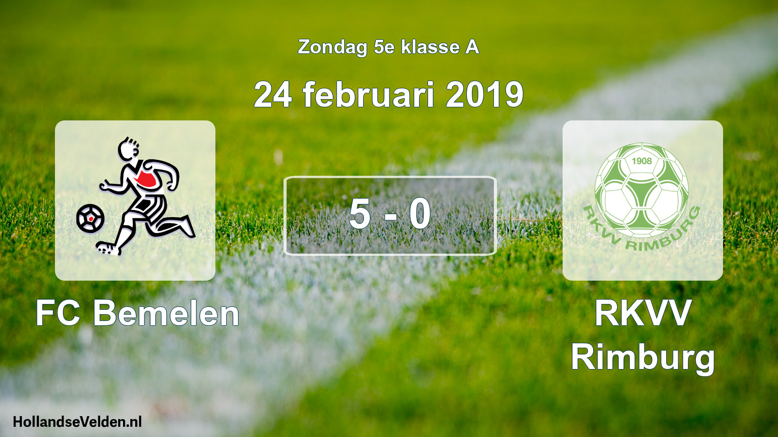 Total number of matches played: FC Bemelen - RKVV Rimburg 5 - 0 (24 February 2019)