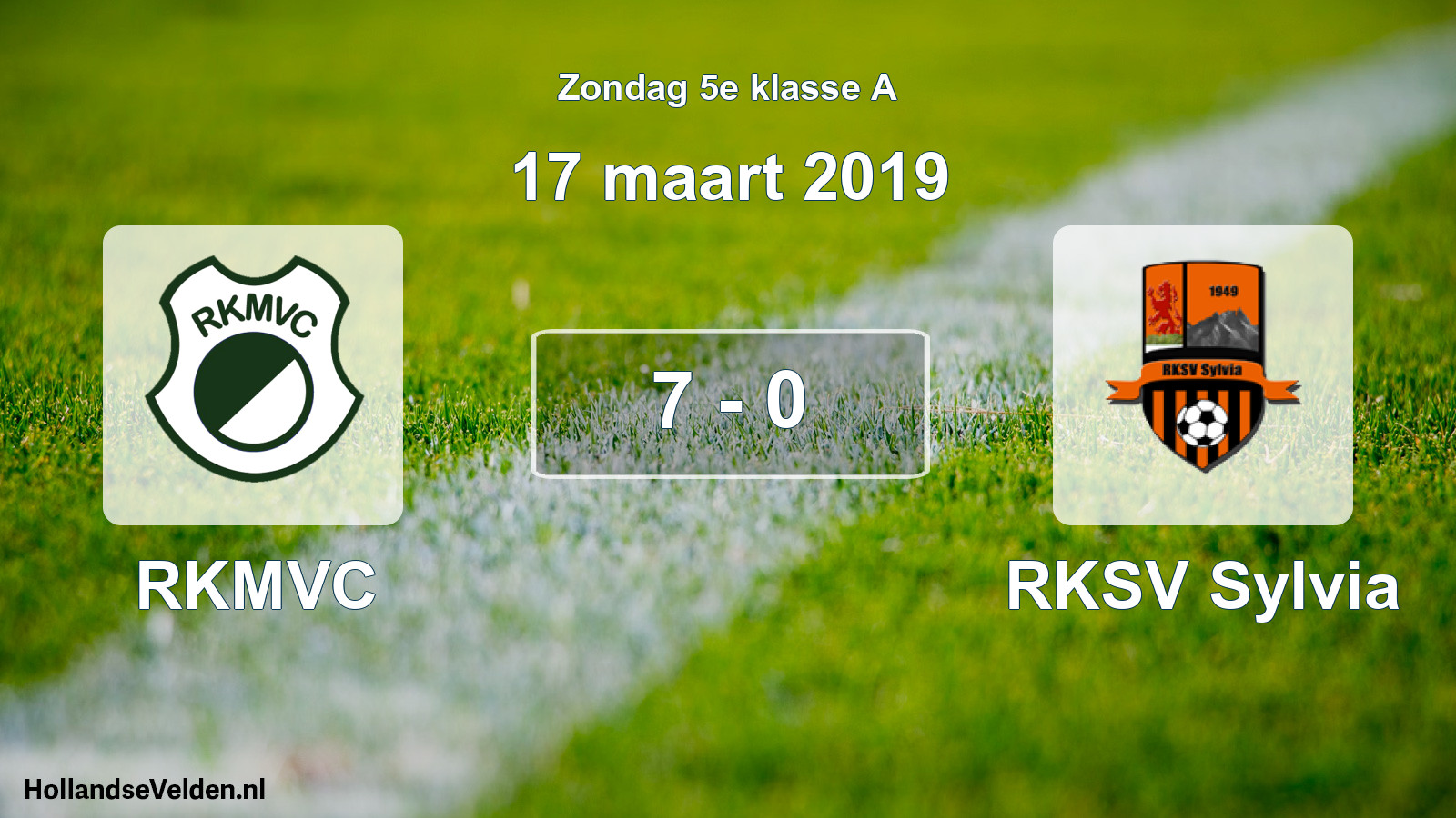 Total number of matches played: RKMVC - RKSV Sylvia 7 - 0 (17 March 2019)