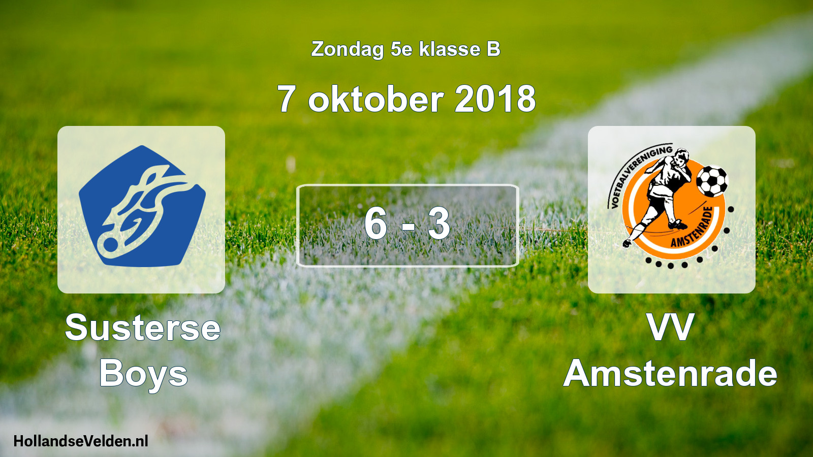 Total number of matches played: Susterse Boys - VV Amstenrade 6 - 3 (7 October 2018)