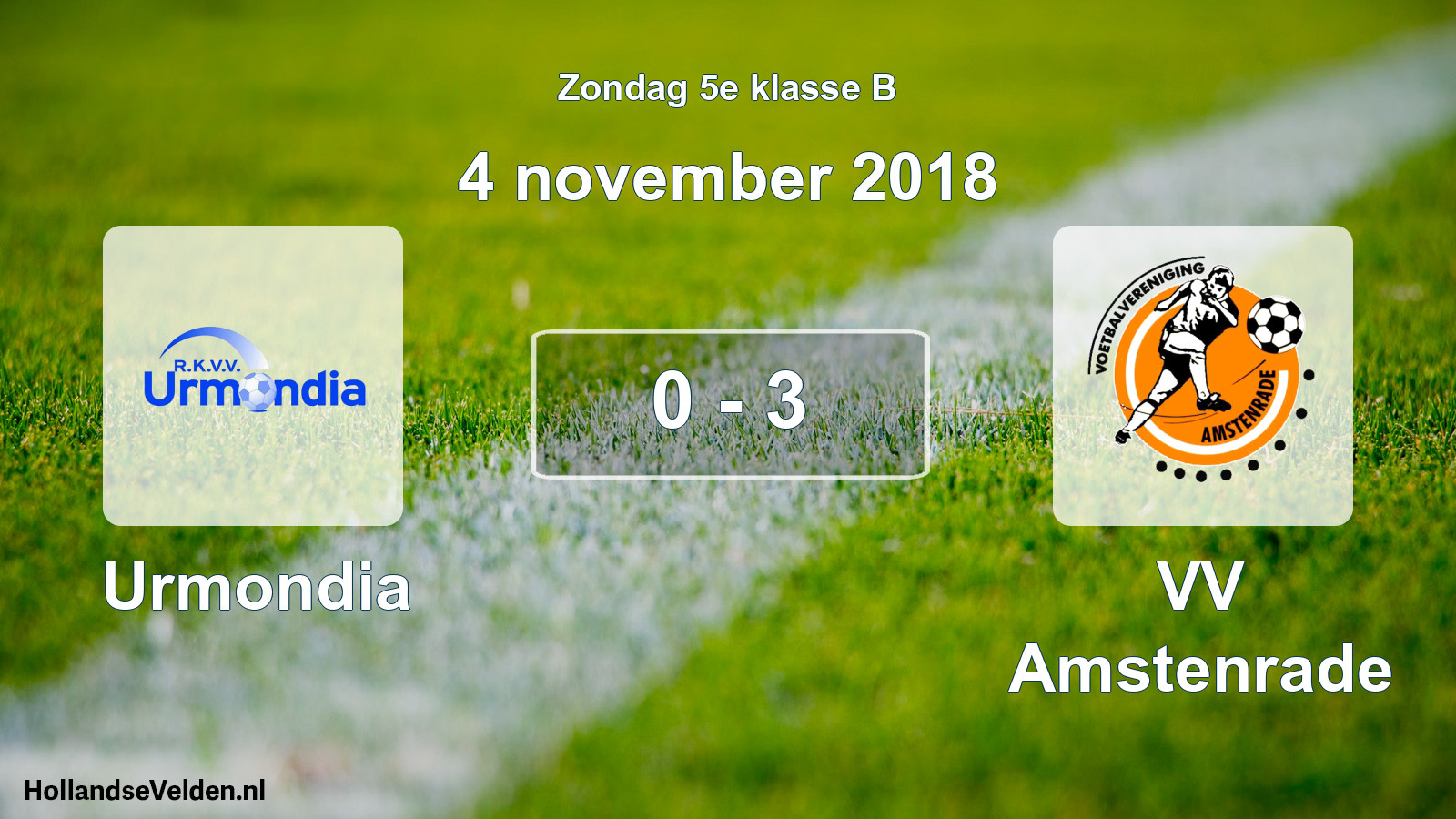 Total number of matches played: Urmondia - VV Amstenrade 0 - 3 (4 November 2018)