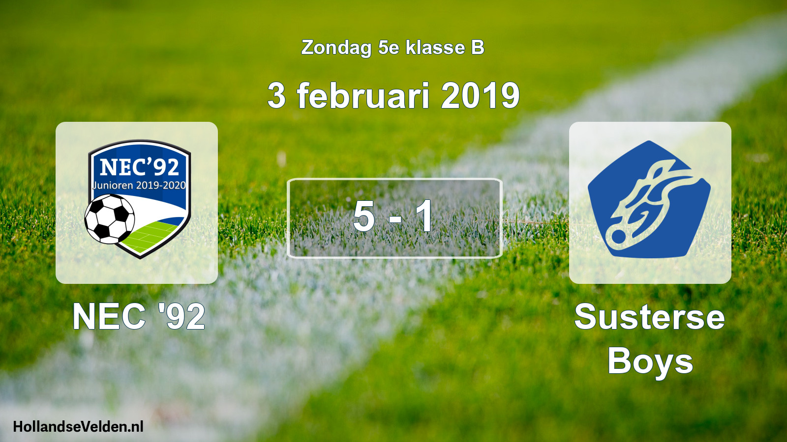 Total number of matches played: NEC '92 - Susterse Boys 5 - 1 (3 February 2019)