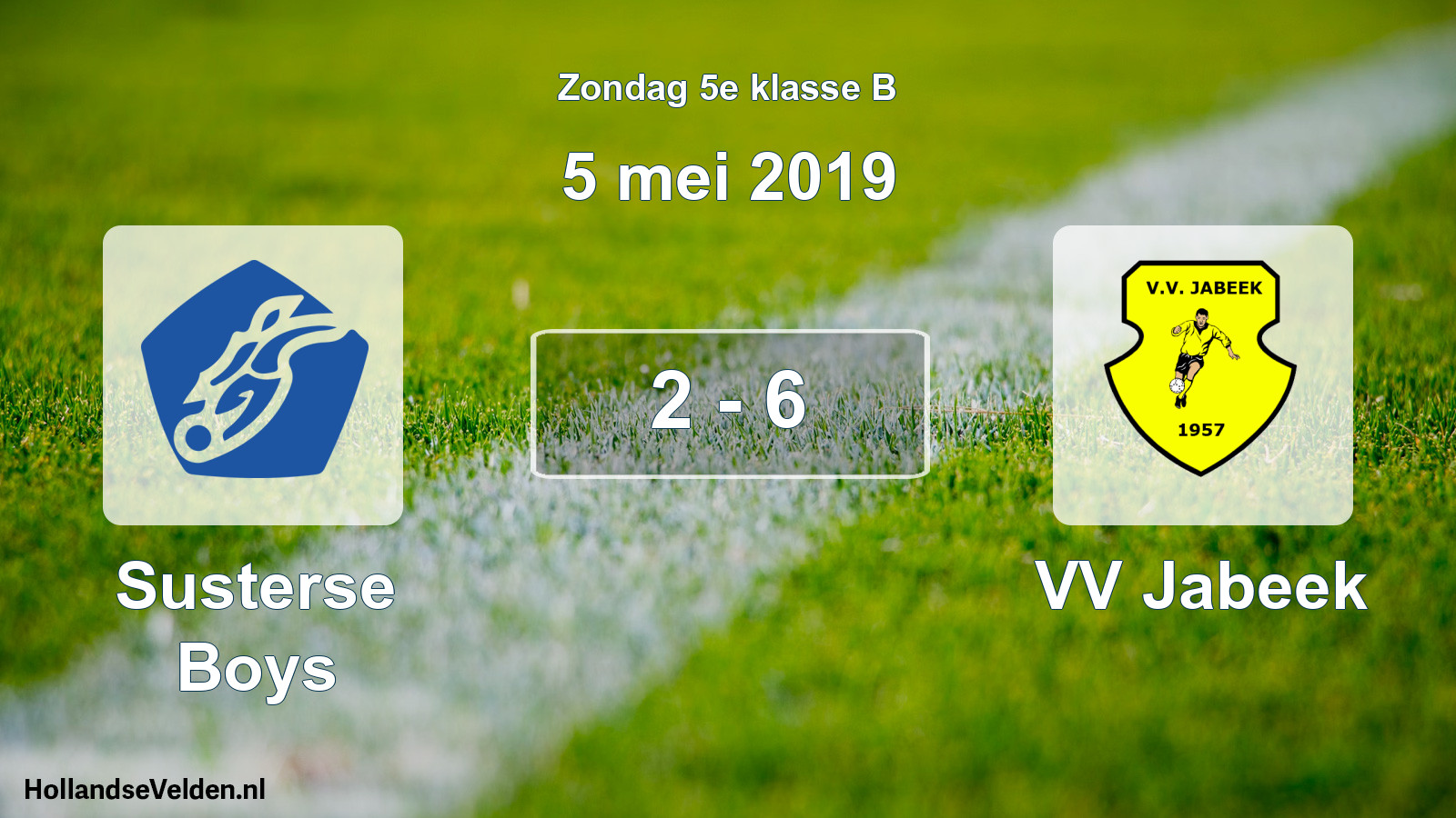 Total number of matches played: Susterse Boys - VV Jabeek 2 - 6 (5 May 2019)
