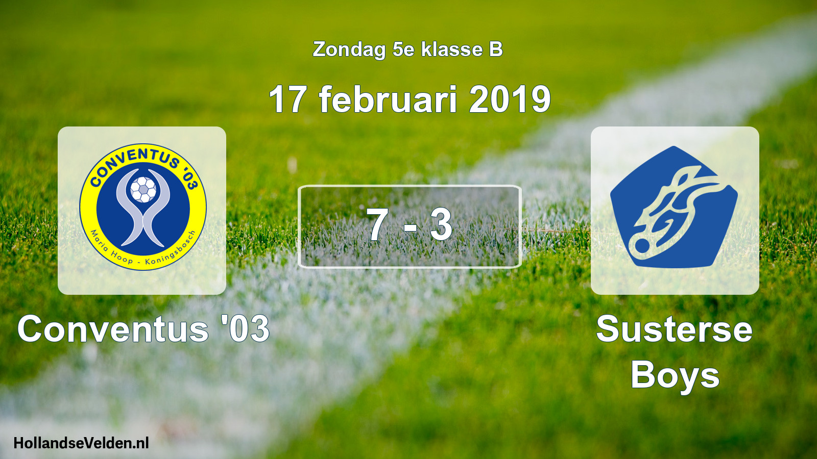 Total number of matches played: Conventus '03 - Susterse Boys 7 - 3 (17 February 2019)
