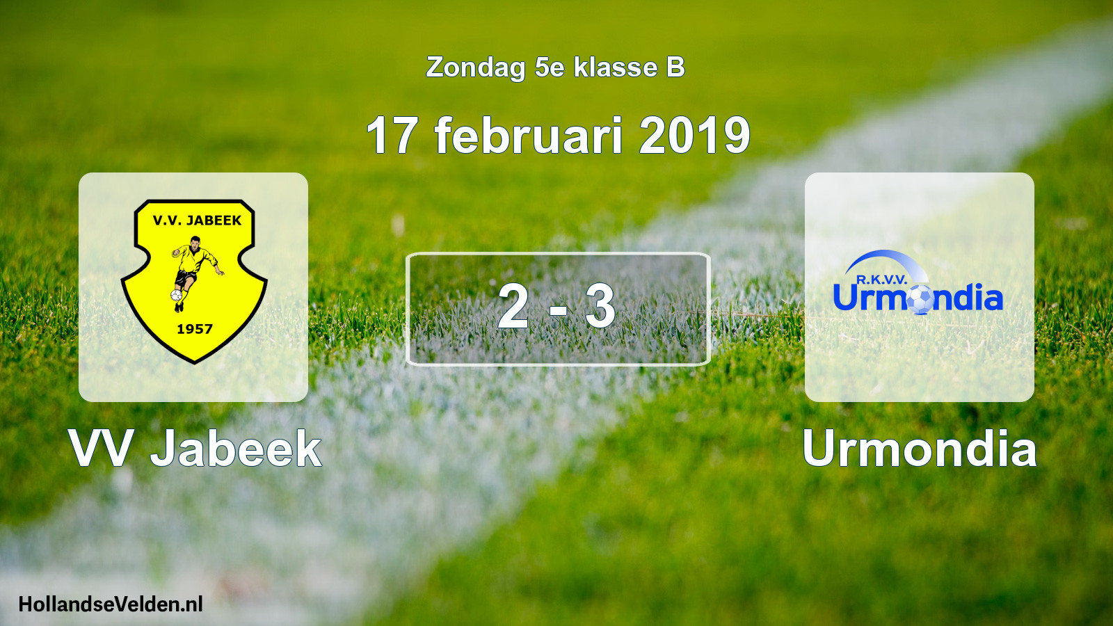 Total number of matches played: VV Jabeek - Urmondia 2 - 3 (17 February 2019)