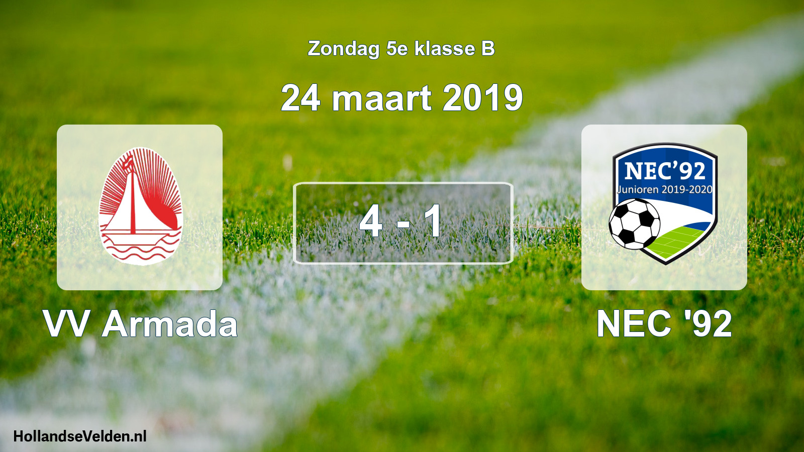 Total number of matches played: VV Armada - NEC '92 4 - 1 (24 March 2019)