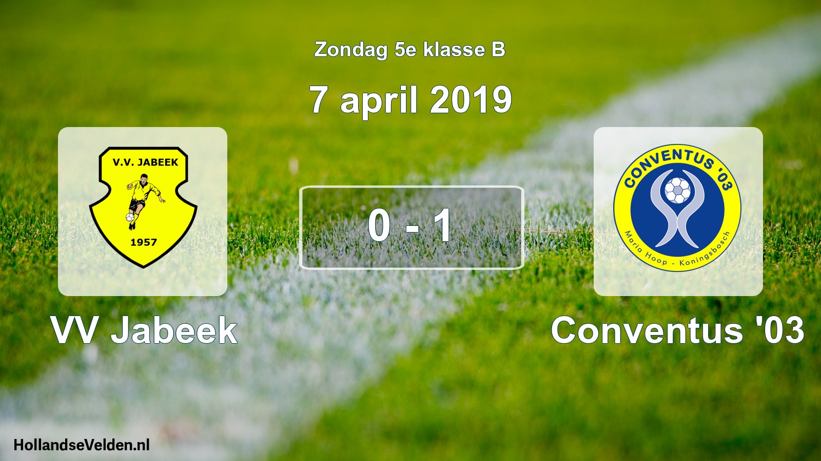 Total number of matches played: VV Jabeek - Conventus '03 0 - 1 (7 April 2019)