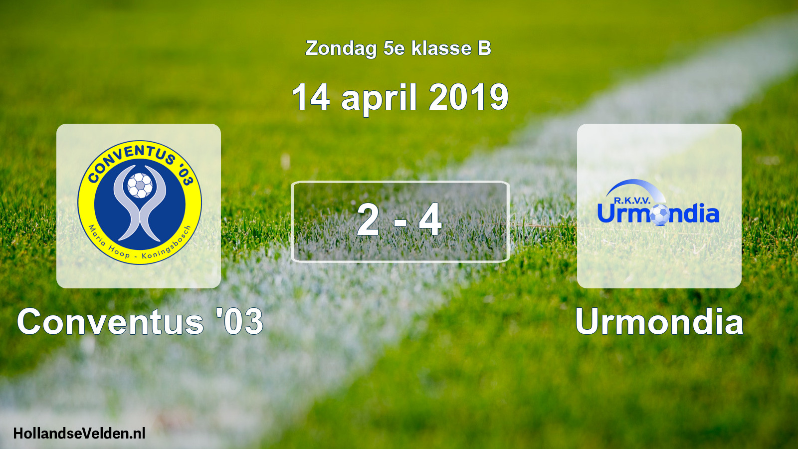 Total number of matches played: Conventus '03 - Urmondia 2 - 4 (14 April 2019)