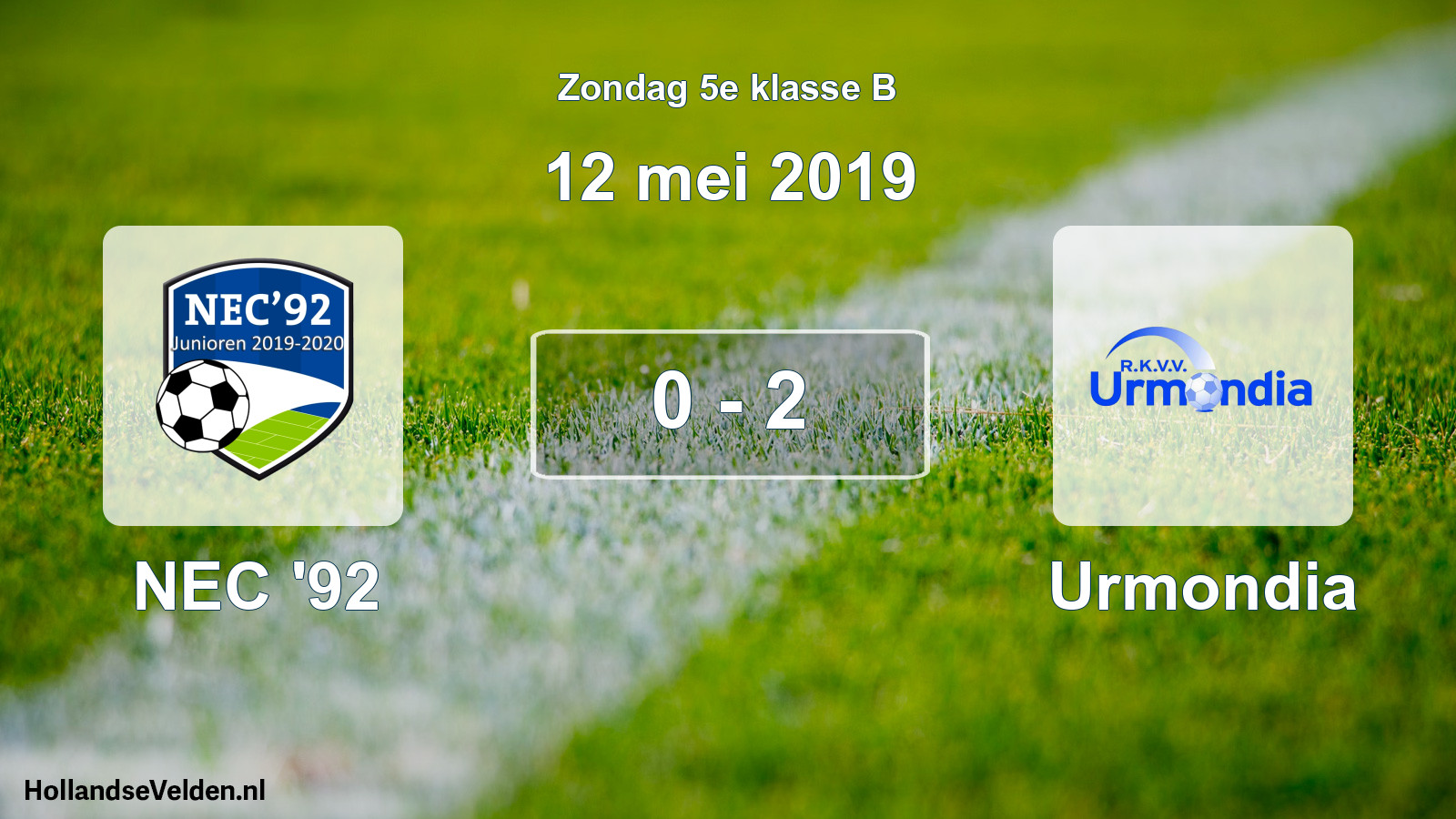 Total number of matches played: NEC '92 - Urmondia 0 - 2 (12 May 2019)
