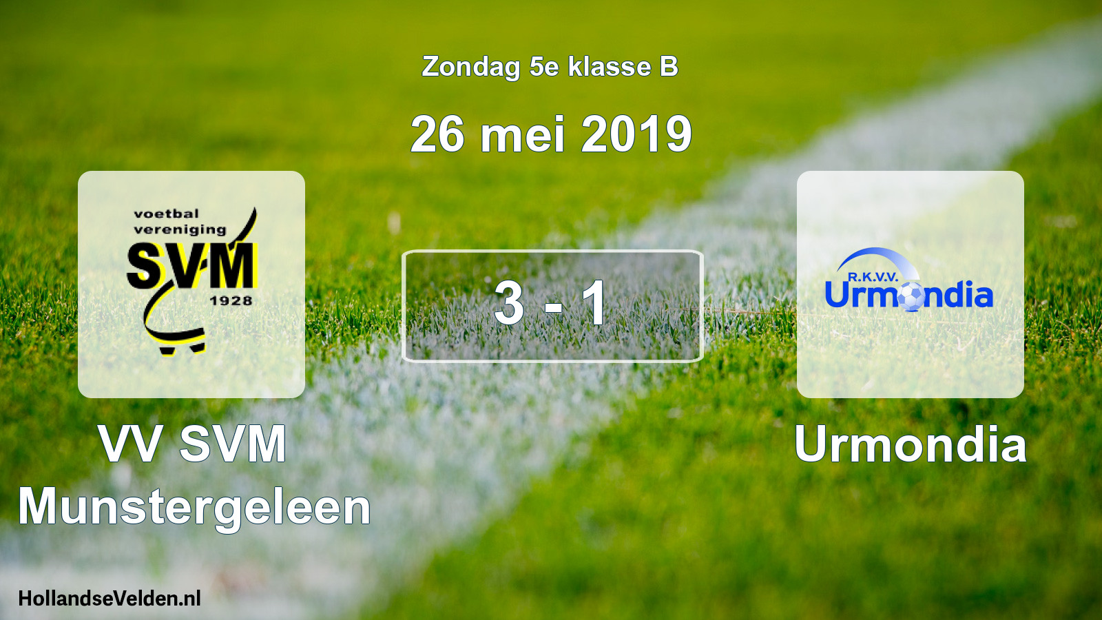 Total number of matches played: VV SVM Munstergeleen - Urmondia 3 - 1 (26 May 2019)