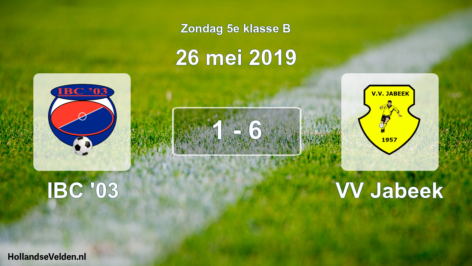 Total number of matches played: IBC '03 - VV Jabeek 1 - 6 (26 May 2019)