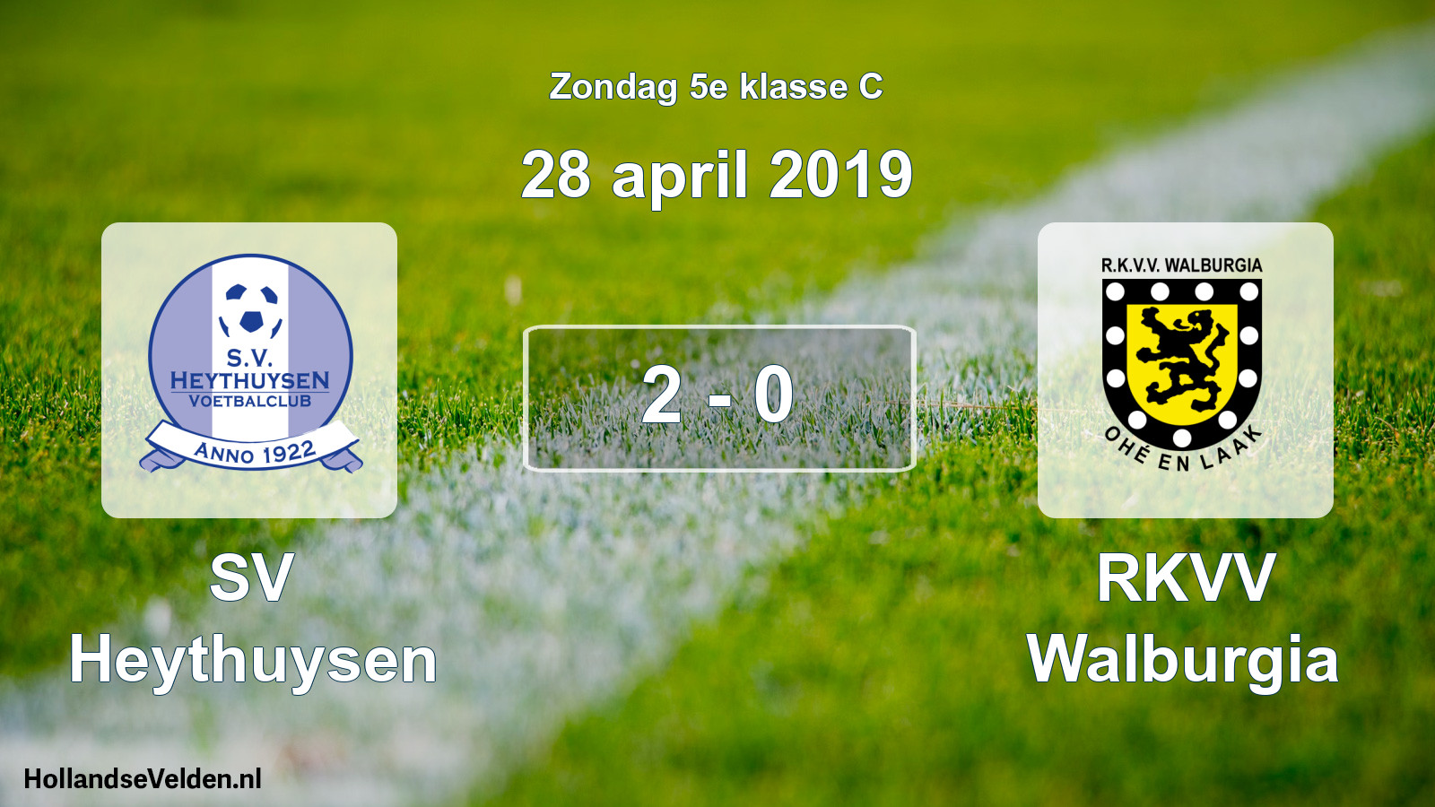 Total number of matches played: SV Heythuysen - RKVV Walburgia 2 - 0 (28 April 2019)
