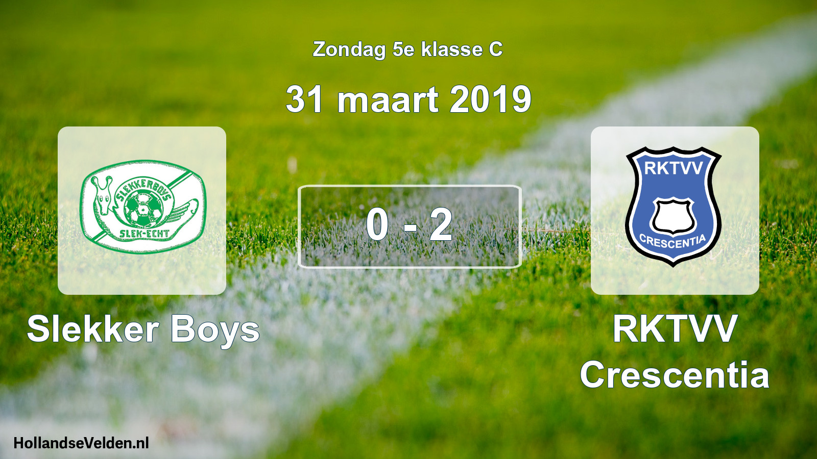 Total number of matches played: Slekker Boys - RKTVV Crescentia 0 - 2 (31 March 2019)