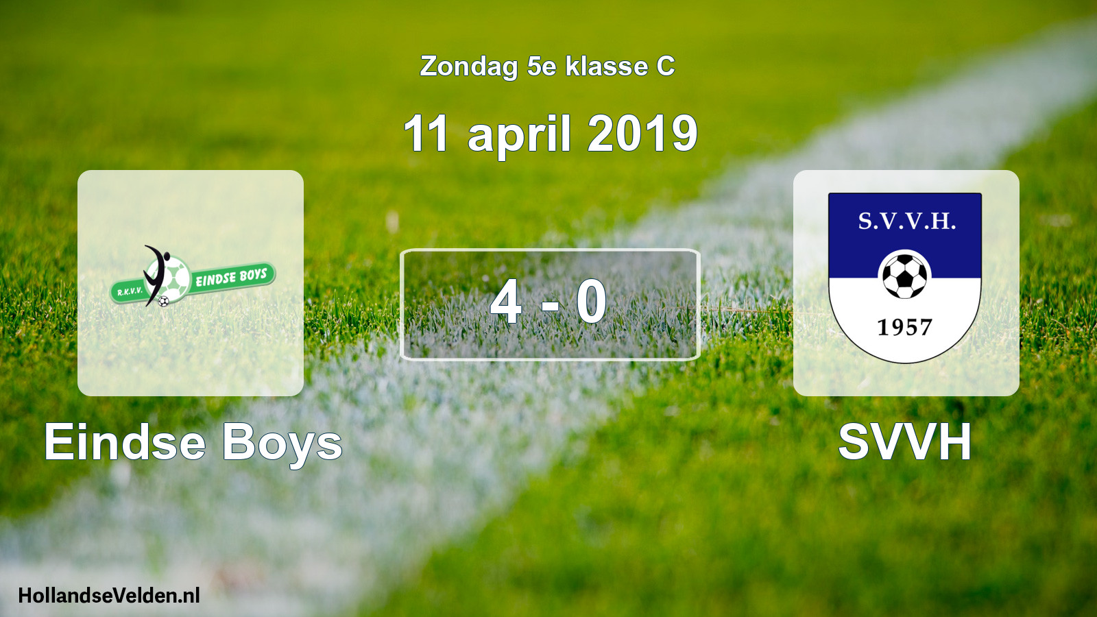 Total number of matches played: Eindse Boys - SVVH 4 - 0 (11 April 2019)