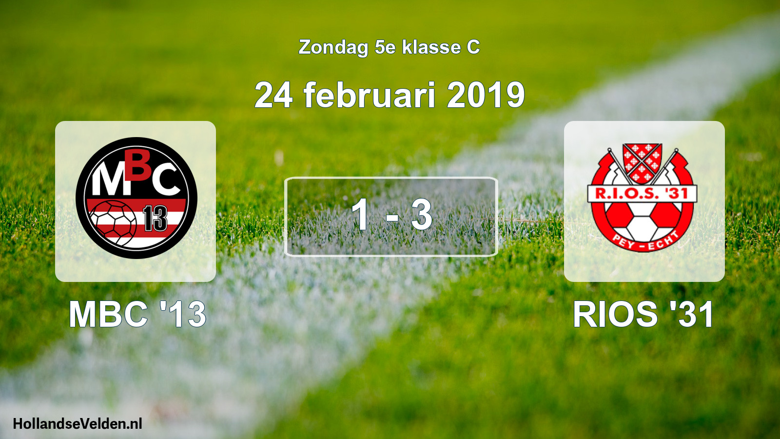 Total number of matches played: MBC '13 - RIOS '31 1 - 3 (24 February 2019)