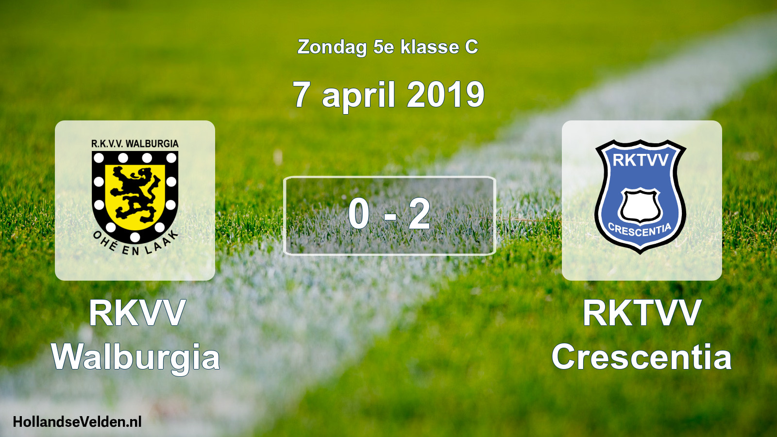 Total number of matches played: RKVV Walburgia - RKTVV Crescentia 0 - 2 (7 April 2019)