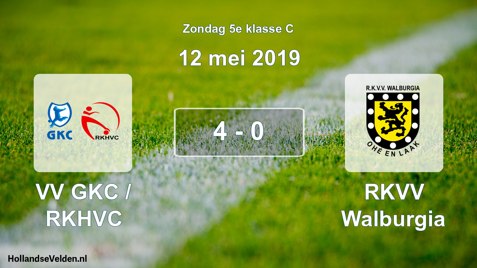 Total number of matches played: VV GKC / RKHVC - RKVV Walburgia 4 - 0 (12 May 2019)