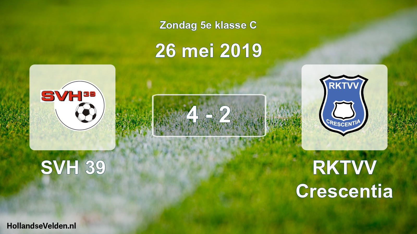 Total number of matches played: SVH 39 - RKTVV Crescentia 4 - 2 (26 May 2019)