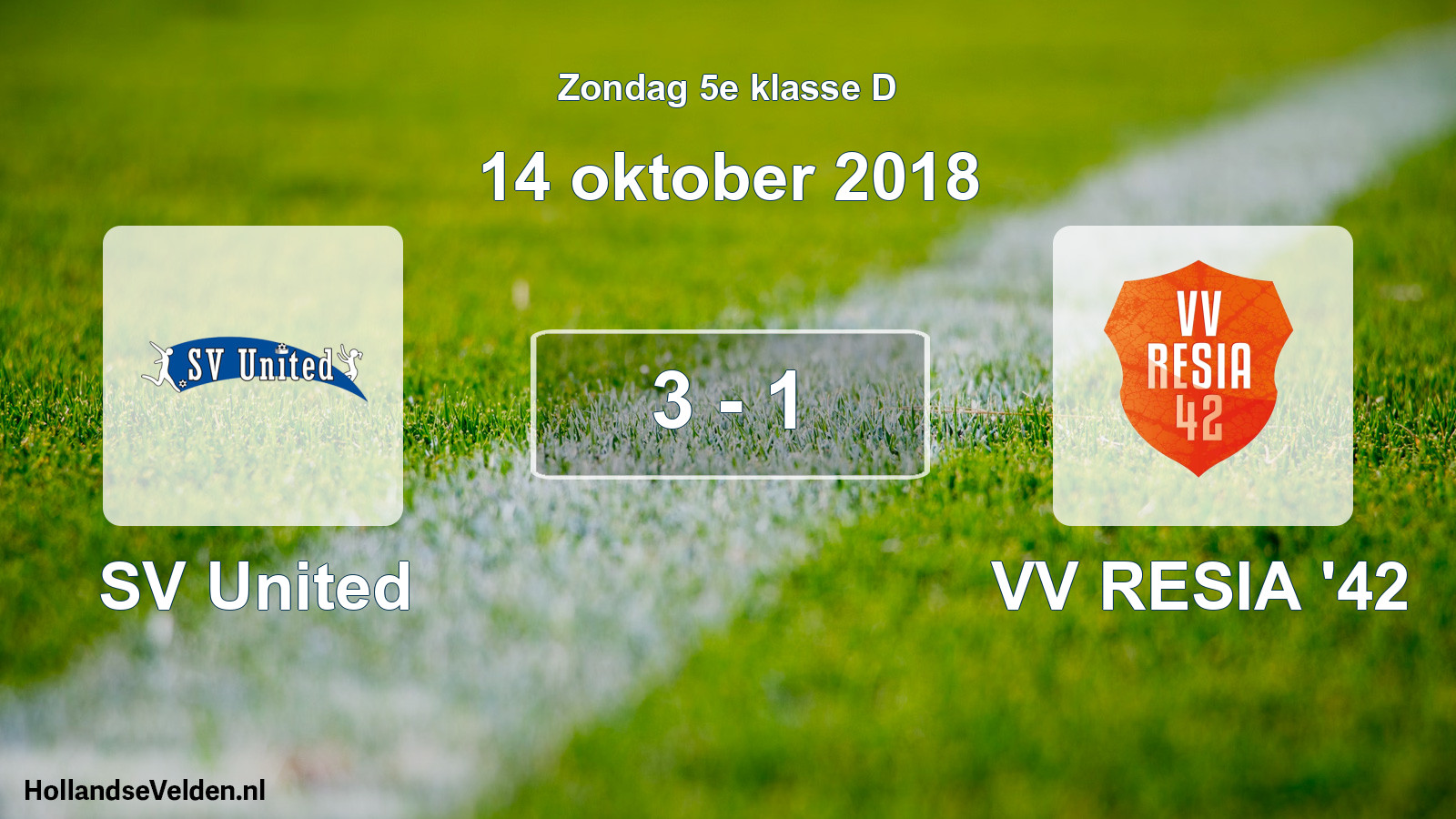 Total number of matches played: SV United - VV RESIA '42 3 - 1 (14 October 2018)