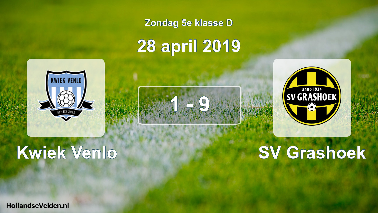 Total number of matches played: Kwiek Venlo - SV Grashoek 1 - 9 (28 April 2019)