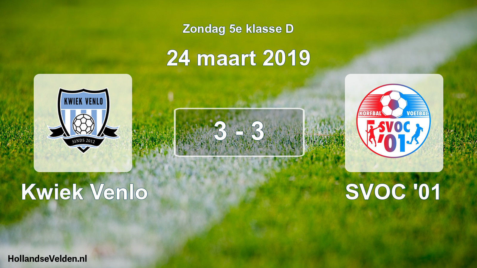 Total number of matches played: Kwiek Venlo - SVOC '01 3 - 3 (24 March 2019)