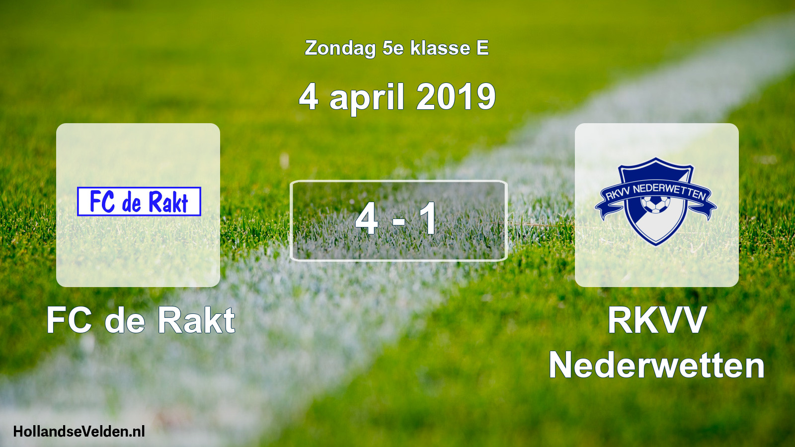 Total number of matches played: FC de Rakt - RKVV Nederwetten 4 - 1 (4 April 2019)