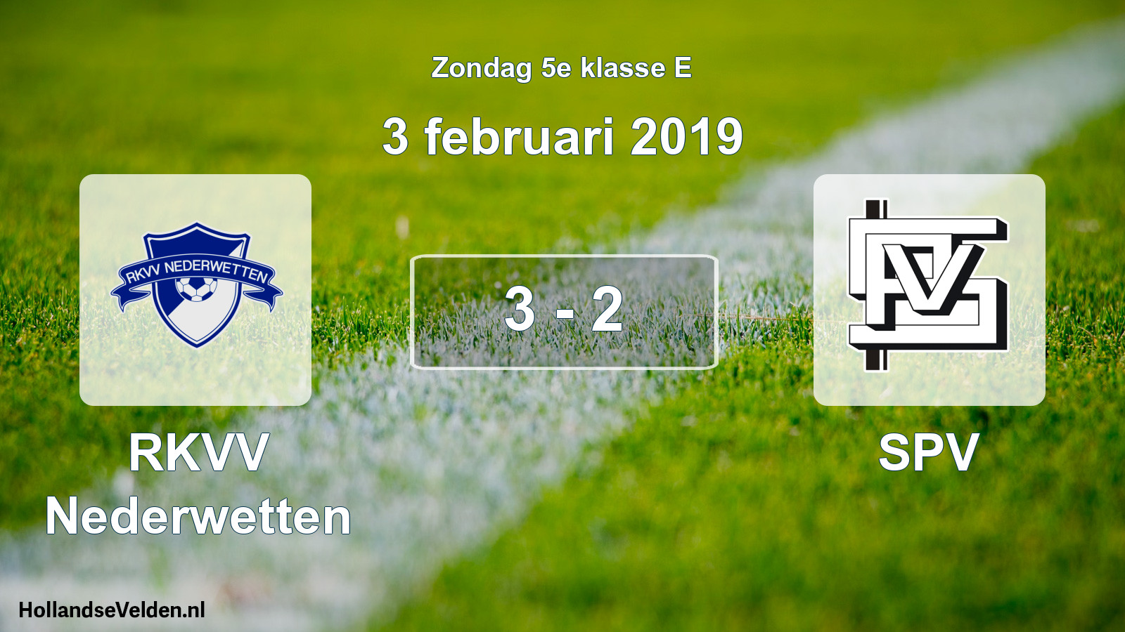 Total number of matches played: RKVV Nederwetten - SPV 3 - 2 (3 February 2019)
