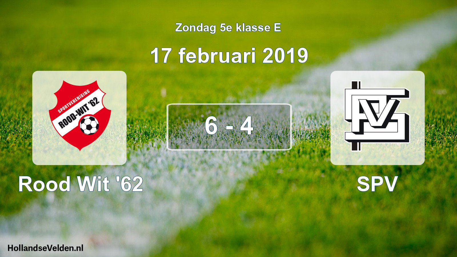 Total number of matches played: Rood Wit '62 - SPV 6 - 4 (17 February 2019)