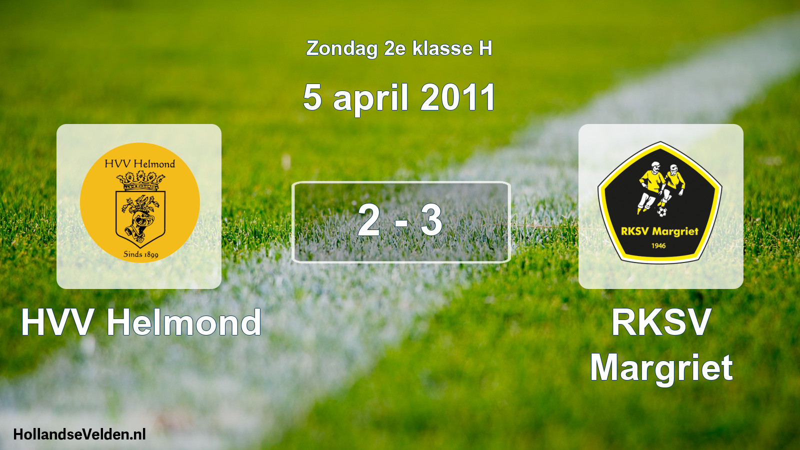 Gespeelde wedstrijd: HVV Helmond - RKSV Margriet 2 - 3 (5 april 2011)