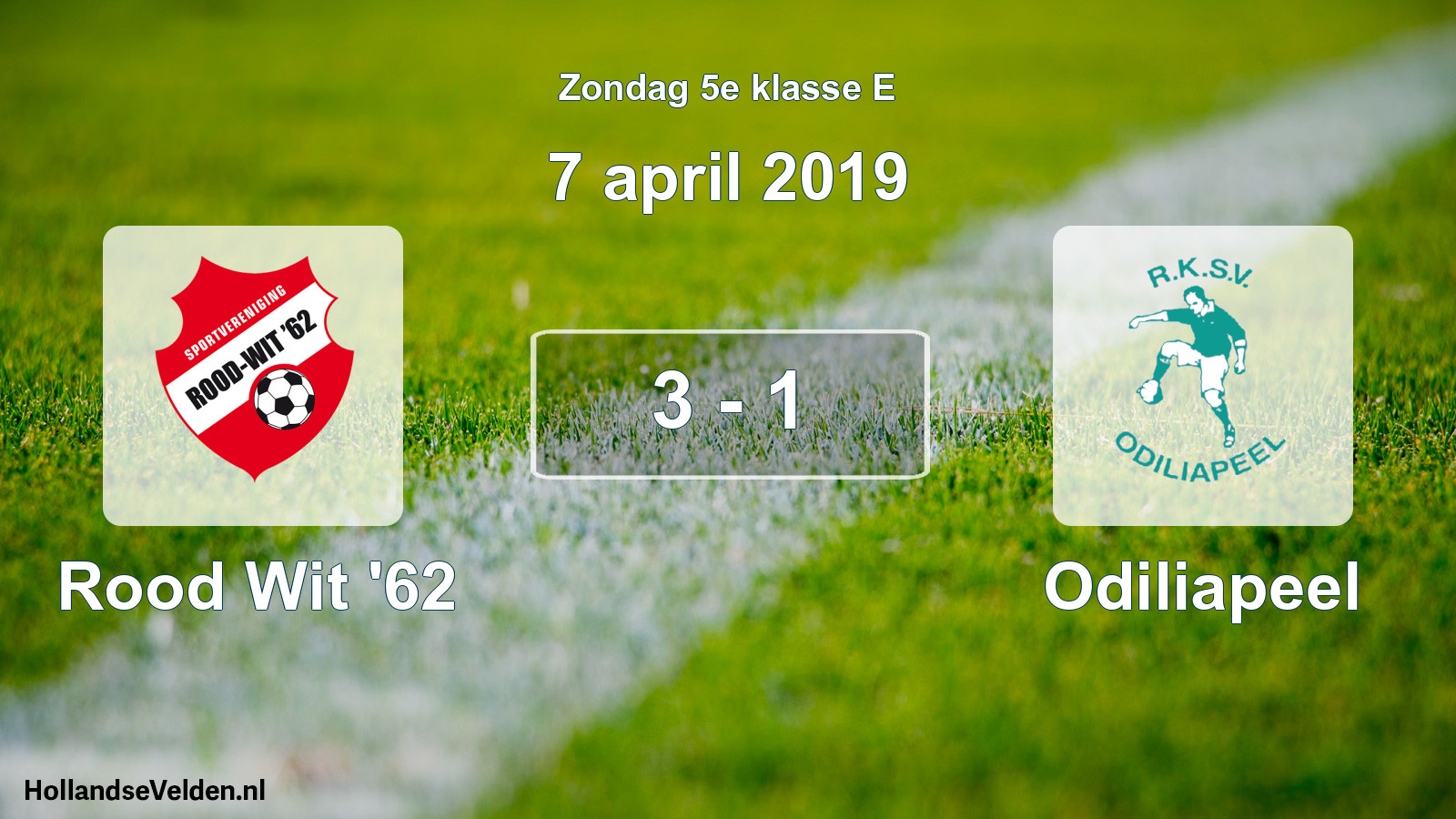 Total number of matches played: Rood Wit '62 - Odiliapeel 3 - 1 (7 April 2019)