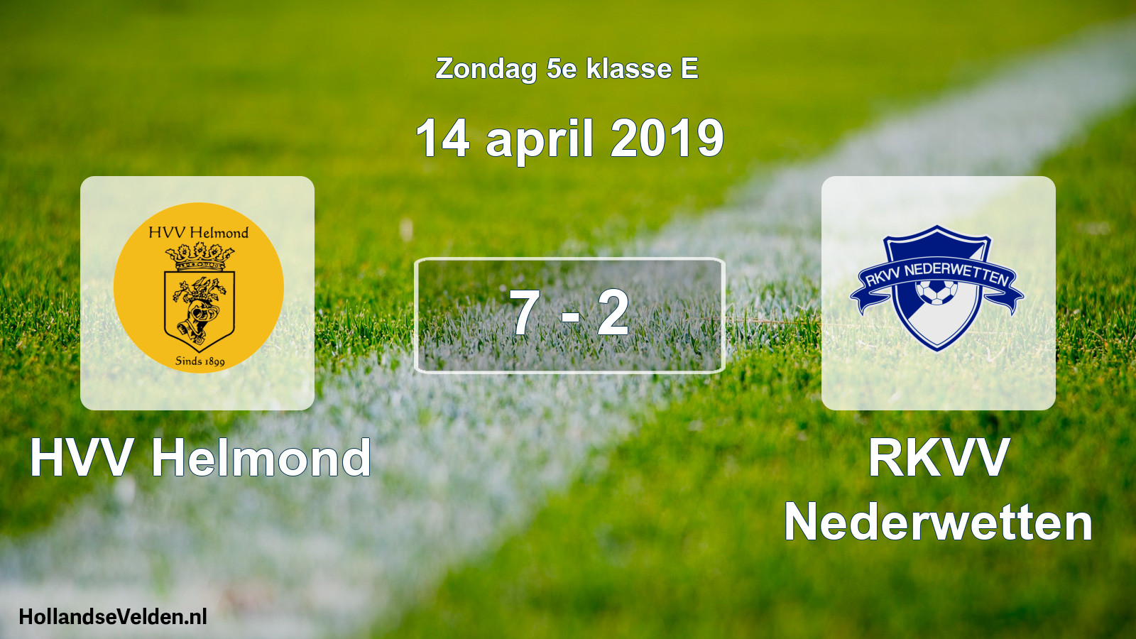 Total number of matches played: HVV Helmond - RKVV Nederwetten 7 - 2 (14 April 2019)