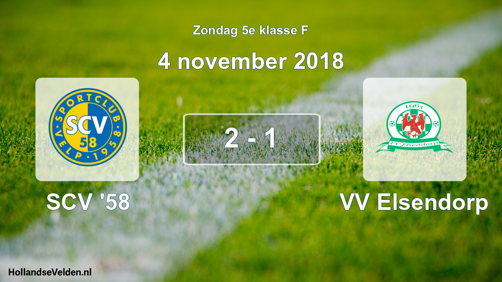 Total number of matches played: SCV '58 - VV Elsendorp 2 - 1 (4 November 2018)