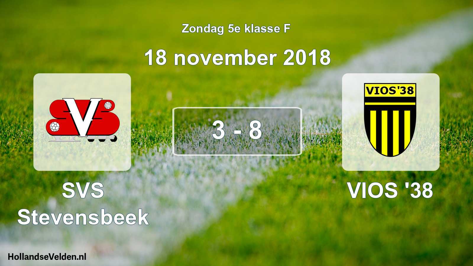 Total number of matches played: SVS Stevensbeek - VIOS '38 3 - 8 (18 November 2018)