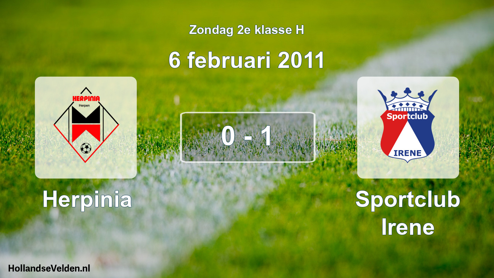 Total number of matches played: Herpinia - Sportclub Irene 0 - 1 (6 February 2011)