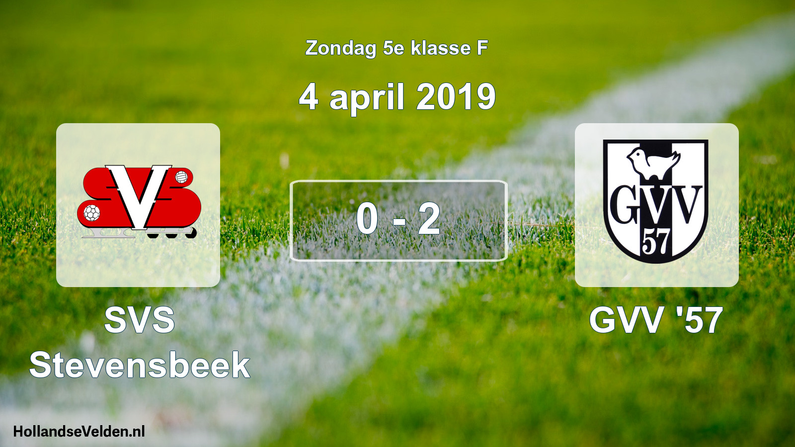 Total number of matches played: SVS Stevensbeek - GVV '57 0 - 2 (4 April 2019)