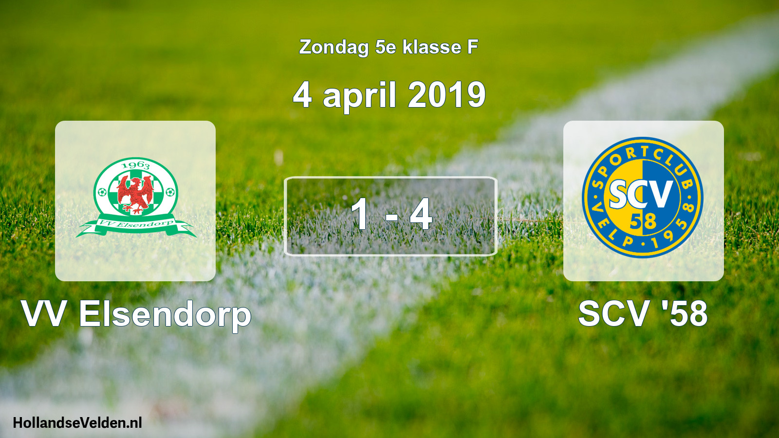 Total number of matches played: VV Elsendorp - SCV '58 1 - 4 (4 April 2019)