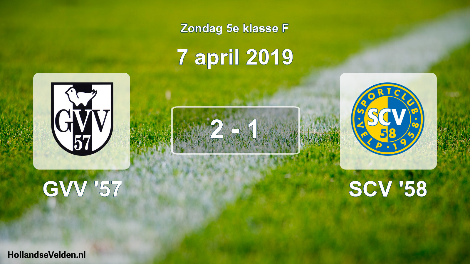 Total number of matches played: GVV '57 - SCV '58 2 - 1 (7 April 2019)