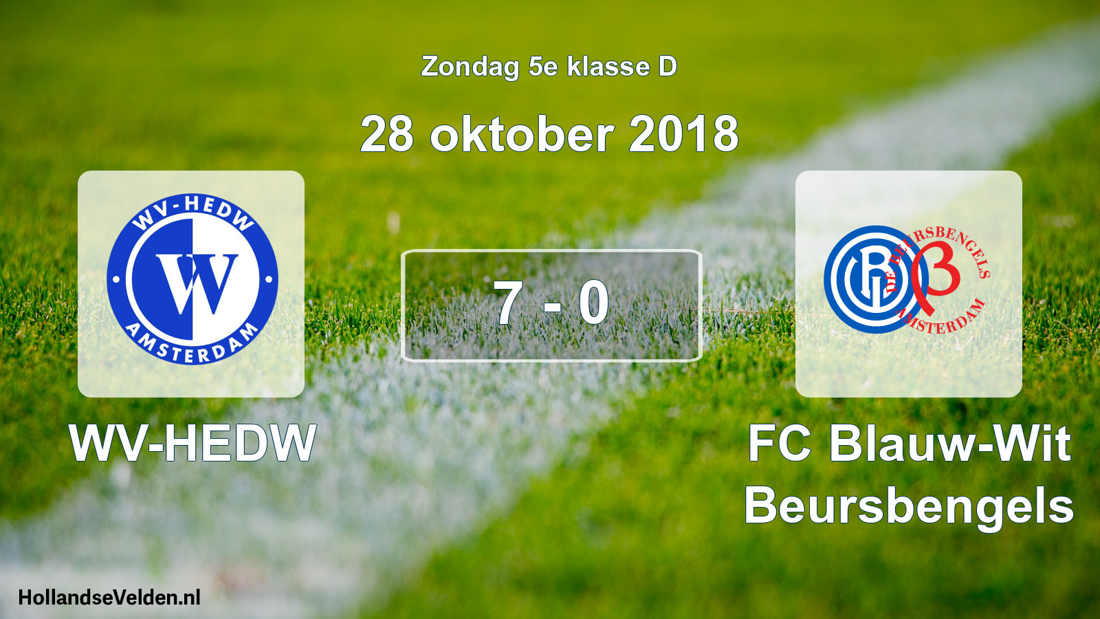 Total number of matches played: WV-HEDW - FC Blauw-Wit Beursbengels 7 - 0 (28 October 2018)