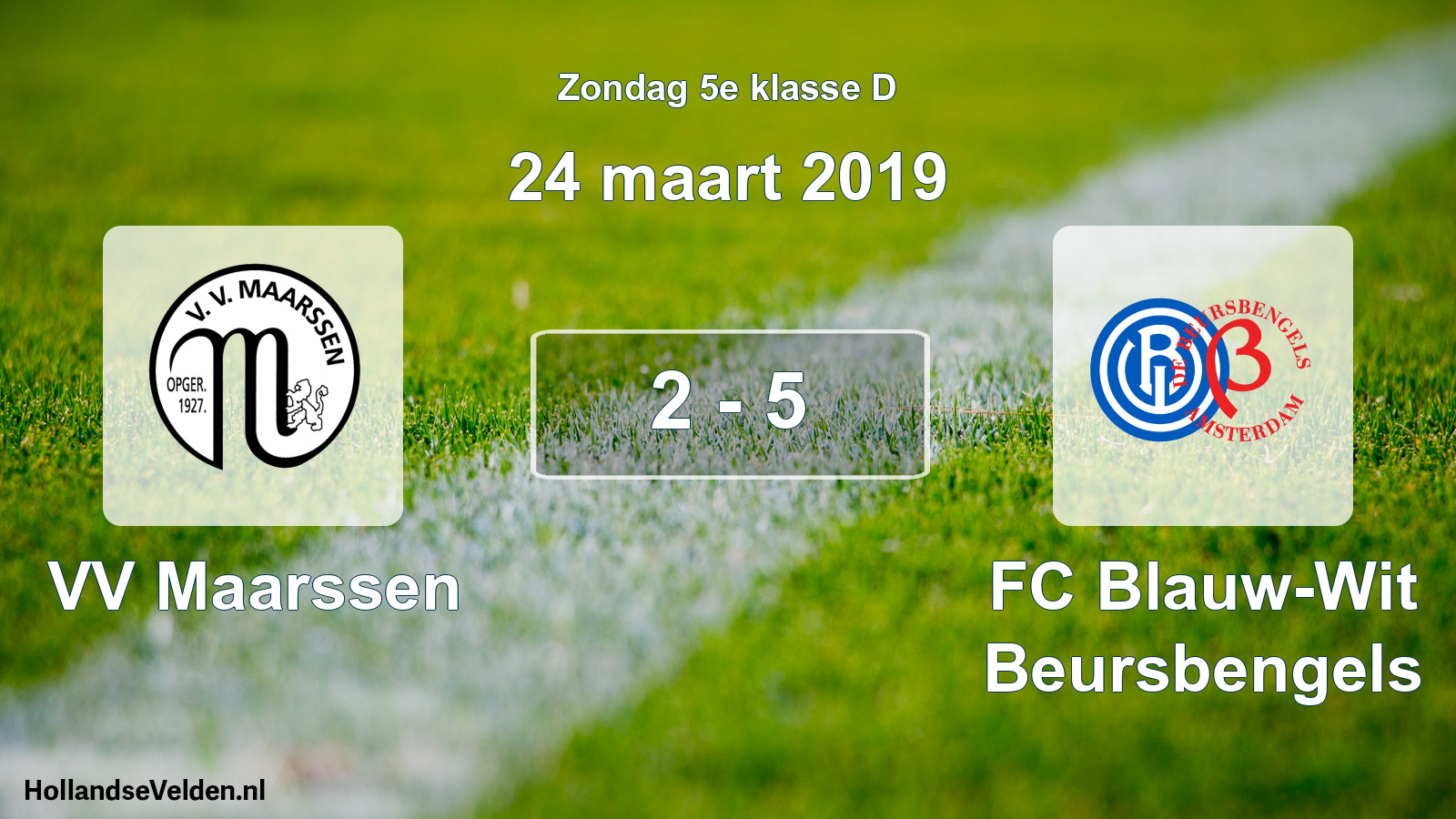 Total number of matches played: VV Maarssen - FC Blauw-Wit Beursbengels 2 - 5 (24 March 2019)