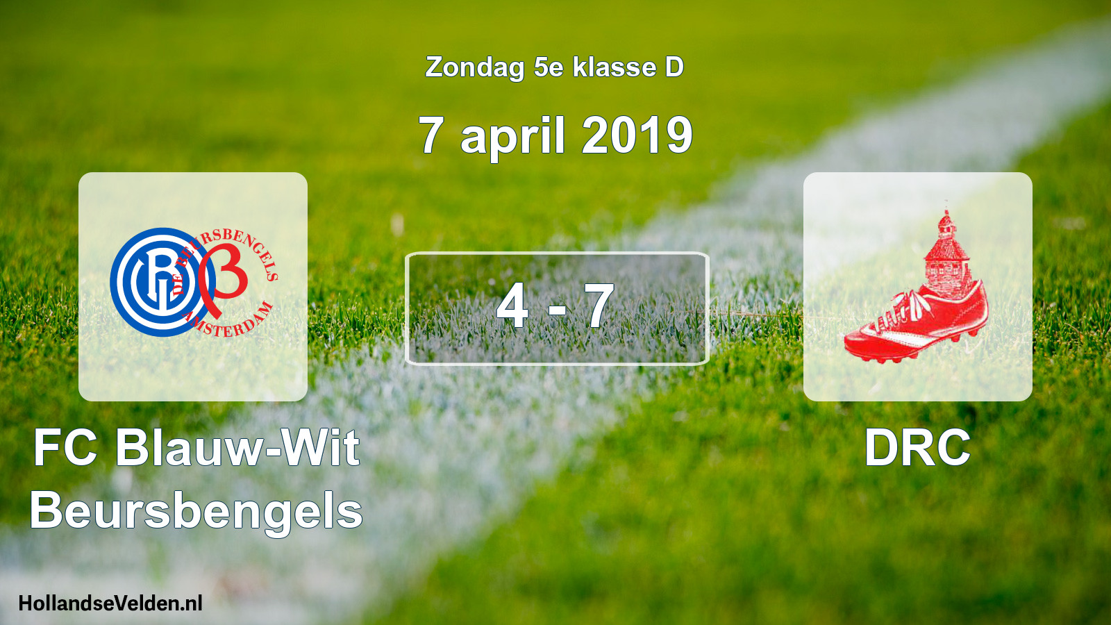 Total number of matches played: FC Blauw-Wit Beursbengels - DRC 4 - 7 (7 April 2019)