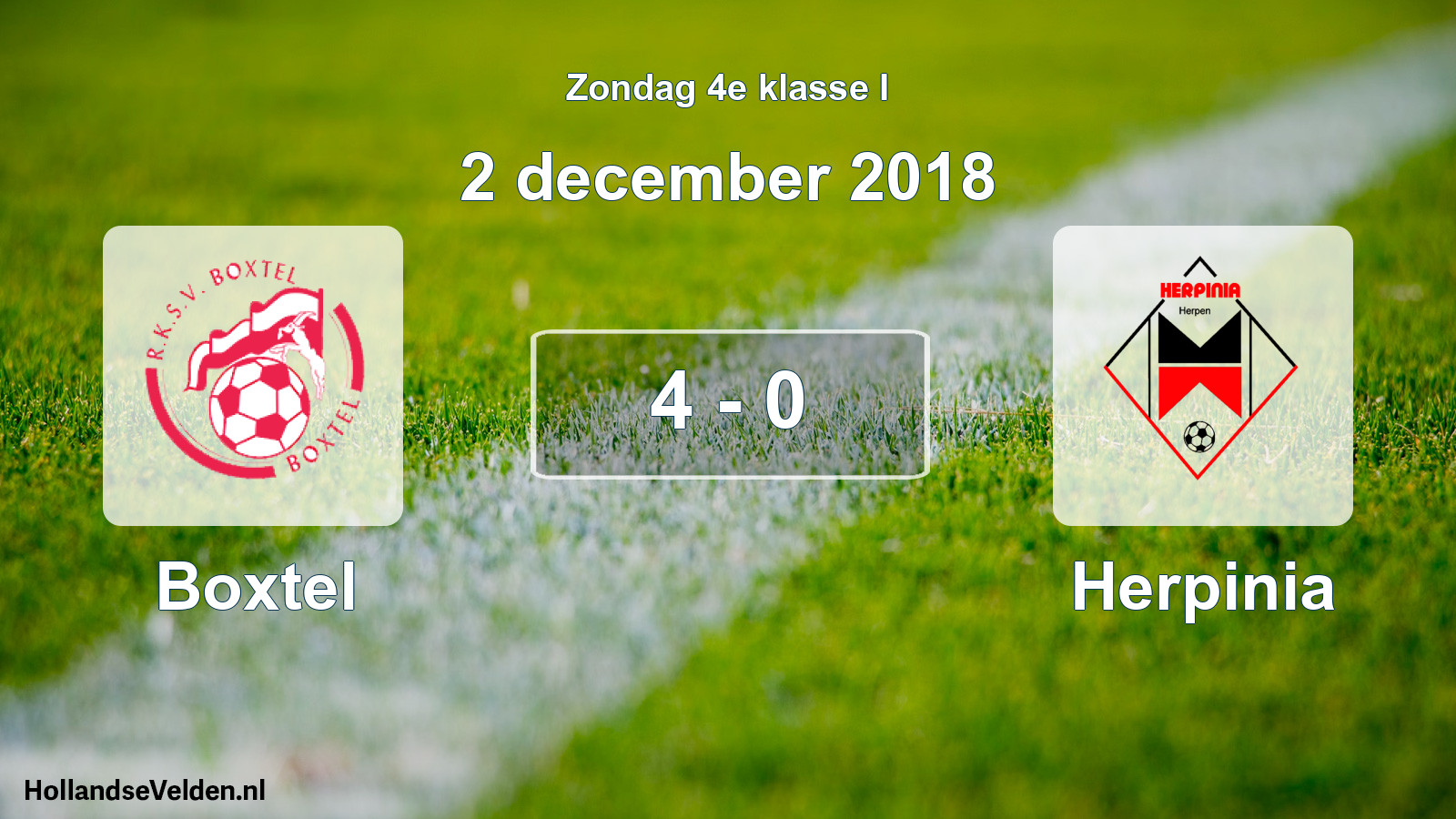 Total number of matches played: Boxtel - Herpinia 4 - 0 (2 December 2018)